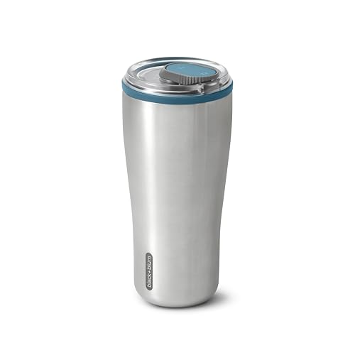 BLACK + BLUM   Vaso aislado de acero inoxidable 18/8 con aislamiento al vacío con tapa a prueba de fugas, mantiene el calor durante 6 horas, frío durante 8 horas, océano, 600 ml