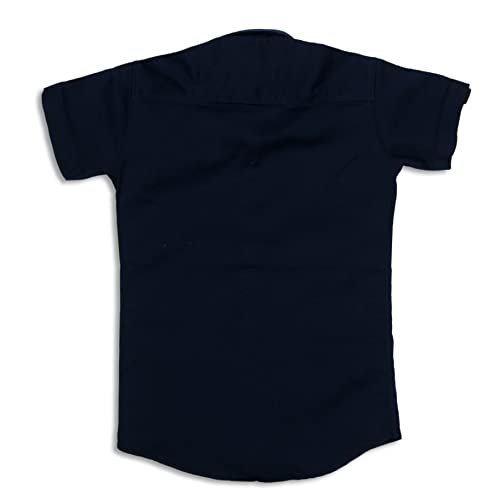 Image of Kids Stylish Solid Cotton Spread Half Sleeves Collar Regular Fit Shirt|| Formal Boys Shirt || Casual Wear Buttoned Shirt for Boys Dark Blue