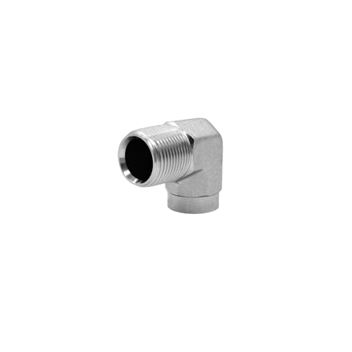 Image of 5502-12-08 Hydraulic Hose Adapter Fitting 3 /4 inch Male (3 /4 inch-14NPTF) x 1 /2 inch Female (1 /2 inch-14NPTF) 90 Street Elbow SAE Pipe Joints Connector Carbon Steel