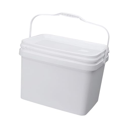 YWJLQH Balde retangular de 10L com alça, estojo de armazenamento, balde multiuso para organização de garagem, limpeza doméstica e garagem, Branco