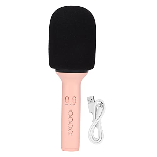 FOKH Microfone de karaokê, gravação de microfone portátil 1800 mA bateria carregamento USB com luz L