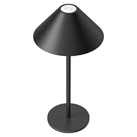 oneleaf Cordless Table Lamp Modern LED,Waterproof Rechargeable Battery Touch Desk lamp,Night Light, Metal Shell,Minimalist Design, for Couple Dinner/Coffee Table/Restaurant /Bedroom/Camp-Black Cover