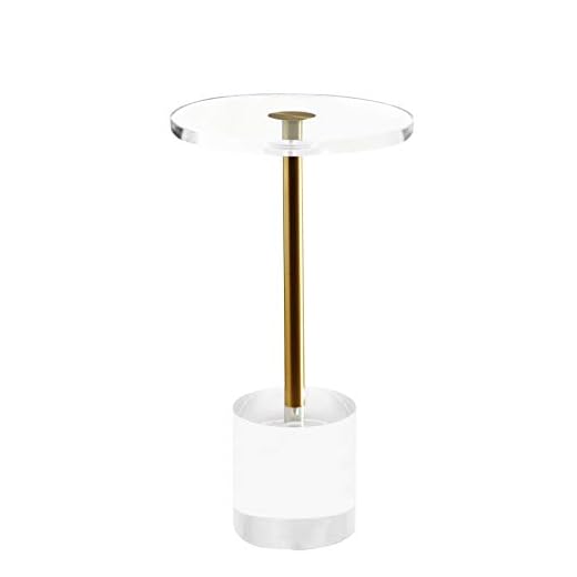 Artmaze Clear Acrylic End Table,Side Table,Brushed Brass Metal,Round,for Office, Living Room and Bedroom,Easy Assembly,12x12 inch，21.3 inch high