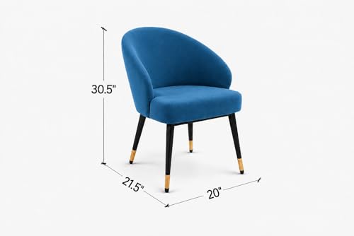 Image of WOODEN SPACE 6-Seater Wooden Dining Table Set | Nano Composite Marble Top | Solid Wood Base | Modern Dining Room Furniture with 6 Chairs (Blue Modern Classic)