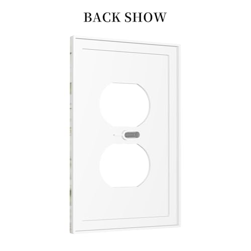 Decorative Outlet Covers Rustic Ink Green Leaves White Florals Flower 1 Gang Duplex Light Switch Cover Plate Unique Wall Plate Electrical Switch Plate Covers for Bedroom Home Decor