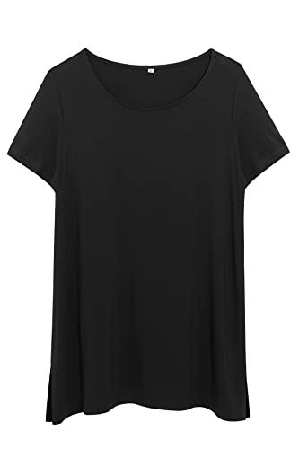 Wooxio Women's Maternity Shirts Short Sleeve Split Hem Pregnancy Tops Clothes Large,Black #TOP1