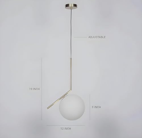 Image of L Shape Frosted Glass Pendant Light | Metal Golden Finish Ceiling Hanging Lamp | Decorative Lighting for Dining Table Living Room Bedroom Office Cafe Restaurant | Without Bulb Fixture