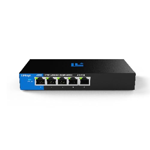 Linksys Interruptor no administrado multiGig de 5 Puertos, 2.5G | Ethernet de bajo Consumo | Control de Flujo dúplex Completo | Ideal para oficinas pequeñas y en casa con diseño sin Ventilador y