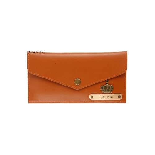 Image of AICA Personalized Name & Charm Leather Womens Wallet (Tan Brown) | Customized Gifts for Women Girls | Gifts for Women | Wallet for Woman | Diwali Gifts | Wallet for Women | Corporate Gifts for Staff