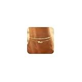 Honsny Pulseras de tobillo con inicial para mujer, impermeables, chapadas en oro de 14 quilates, tobilleras en capas para mujer, no se deslustran, delicadas letras de corazón A-Z, pulseras de tobillo