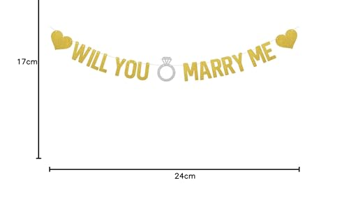 Image of SVM CRAFT gold Glittery Will You Marry Me Proposal Banner - Propose, Engagement, Valentine's Day, Bachelorette Party Sign Decoration Hanging Garland Bunting Banner Decor Photo Booth Props
