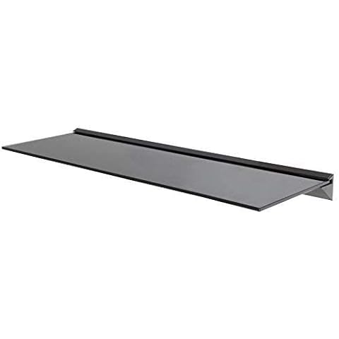 mahara Black Floating Shelf - Tempered Safety Glass Shelf 8mm Thickness - Mounted Wall Shelf W120cm X D25cm X H5.5cm - Floating Shelves Support Maximum 20kg - Black Shelf for Lounge/Office/Bathroom Cover