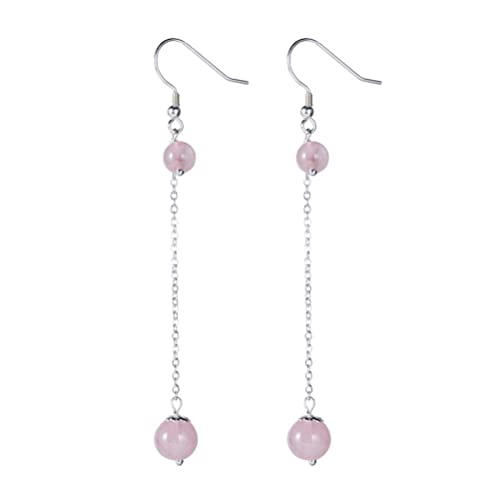 Boucles d'oreilles en cristal rose S925 faites à la main en argent massif