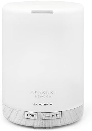ASAKUKI 300ML Essential Oil Diffuser, Quiet 5-in-1 Premium Humidifier, Natural Home Fragrance Aroma Diffuser with 7 LED Color Changing Light and Auto-Off Safety Switch