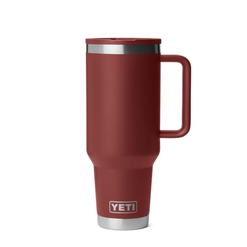 Image of YETI Rambler 40 oz Travel Mug with Flip Straw Lid - Stainless Steel, Vacuum Insulated, Leakproof, Cup Holder Friendly, Stag Red