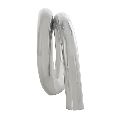 Deco 79 Ceramic Abstract Decorative Sculpture Rounded Loop Home Decor Statue, Accent Figurine 12" x 4" x 8", Silver by Deco 79 - Image 4