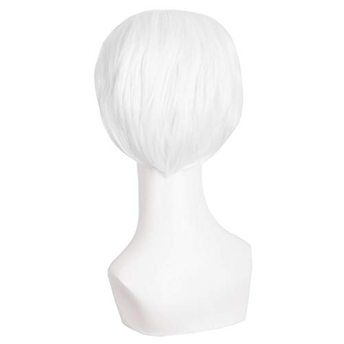 Preisvergleich Produktbild Perücken 10 , Grün, Rosa, Blau, Weiß Grau kurze gerade Perücke hitzebeständige synthetische Haar-Kostüm Holloween Partei Cosplay Perücke, 3,10inches