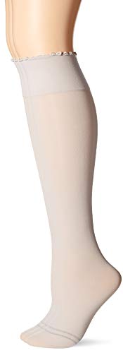 HUE Women's Graduated Compression Knee Hi Socks 3 Pair Pack, Assorted, sheer/tint gray, One Size