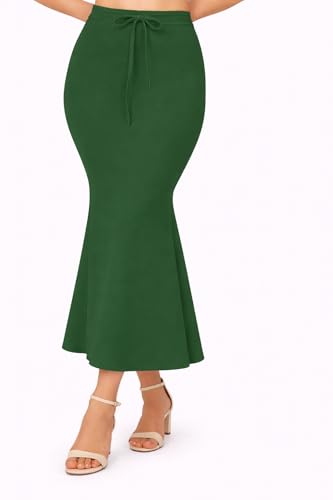 Image of Women's Seamless Cotton-Blend Saree Shapewear Petticoat - High-Waist Underskirt (S-XXL) - Fish-Cut, Breathable & Stretchable for Daily, Party