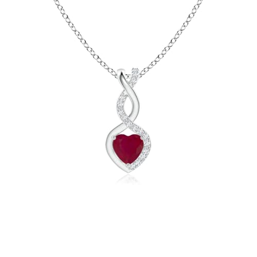 Angara 0.34 ct Heart-Shaped Ruby Infinity Necklace with Diamond Accents in Platinum | Natural Ruby Pendant for Women | July Birthday, Anniversary, Gemstone Jewelry Gift | 4mm