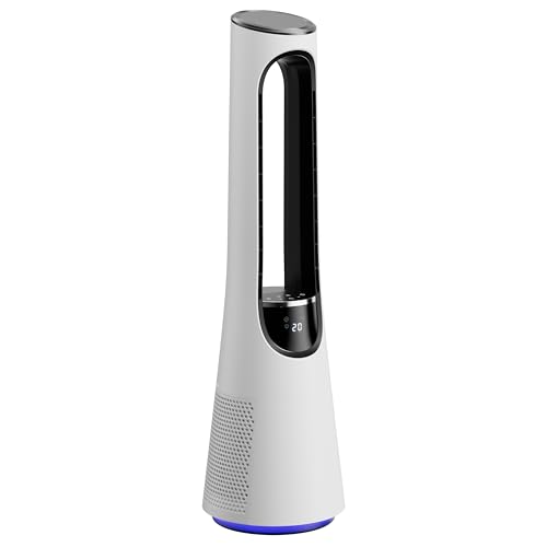 Uthfy 38' Bladeless Tower Fan, 120° Oscillation Quiet Standing Fans, 20 Speeds & 4 Modes, Ambient Light, Remote Control, 12H Timer, Ideal for Bedroom Office Home Whole Room Use
