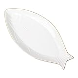 Ipetboom Plato de Cerámica Forma de Pez con Dorado para Servir Comida Bandeja para Quesos Sushi Postres y Frutas para Centro de Mesa y Aperitivos