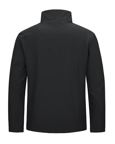 Outdoor Ventures Mens Lightweight Jacket Waterproof Softshell Jackets with Velvet Lined Stand Collar Windbreaker for Hiking Running Cycling Golf Black M - Image 2