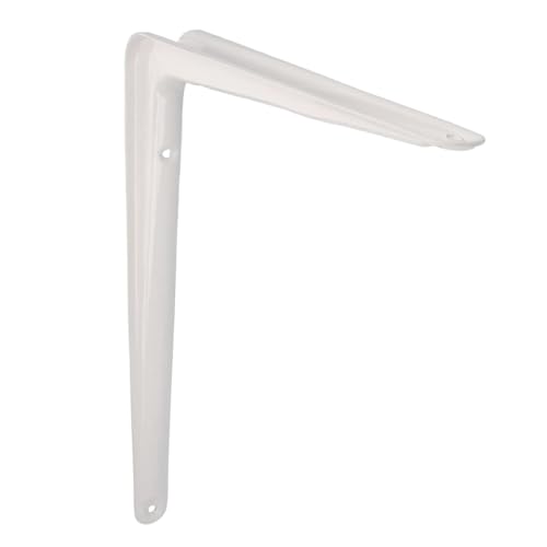 Amig - Soporte para Estantería de Pared - Escuadra en Acero - 350X300 mm - Color Blanco - Resistente hasta 40 Kg - Ángulo para Estantes - Soporte para Baldas - Fácil de Instalar