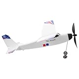 HAKIDZEL Avión de Juguete Biplano de Poliestireno Azul Motor de Goma Kit de Montaje Educativo para Planeador Manual para Exteriores Juego Stem para Construcción y Vuelo