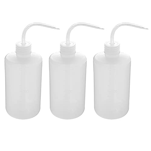 Happybase Plastic knijpfles, 500 ml 16 oz veiligheidsflessen water gereedschap, economy veiligheid wimper wasfles met schaallabels voor medische vetplanten reiniging wasfles (3 stuks)