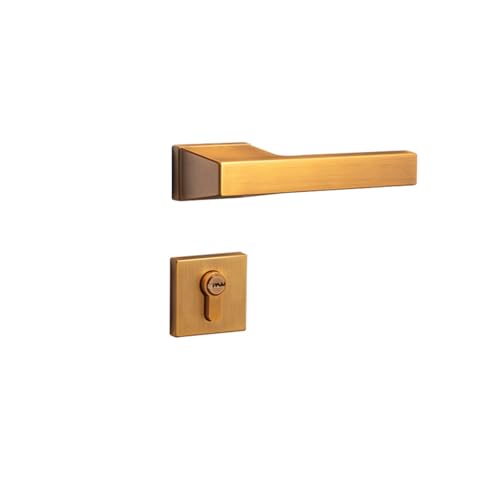 寝室の室内ドアロック亜鉛合金木製ドアロックタイプグレールーム無垢材ドアハンドル(Yellowbronze)