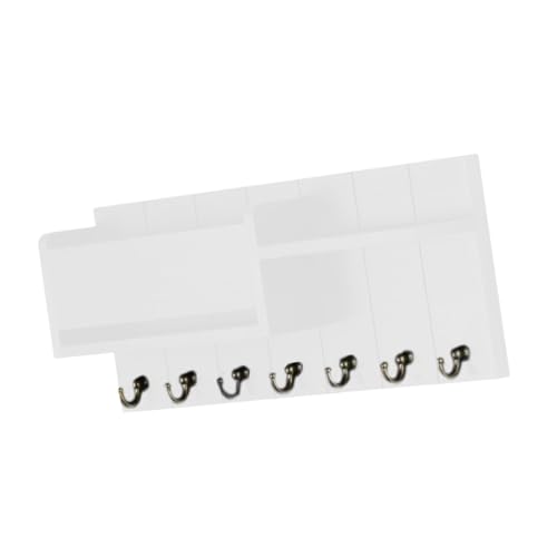 FJMQHU Organizador de Llaves Soporte de Estante de Madera con Ganchos Función Multiusos Fácil Instalación Adecuado para Oficina Entrada Hogar Pasillo, Blanco, Individual