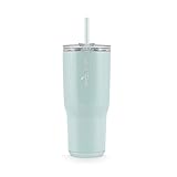 REDUCE Cold1 24 oz Tumbler with Lid and Straw - Dual-Wall Vacuum Insulated Stainless Steel Tumbler - Keeps Drinks Cold up to 24 Hours - Inner Ounce Markings to Track Hydration - OG Sea Glass