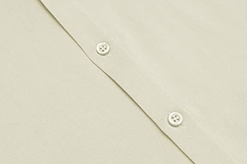 Urru Men's Muscle Dress Shirts Slim Fit Stretch Short Sleeve Casual Button Down Shirt Light Khaki S #TOP5