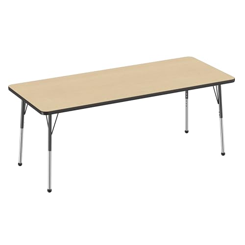 FDP 30" x 72" Rectangle Table with Ball Glide Legs - Maple/Black