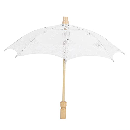 Lace Wedding Parasol Umbrella, Lace and Eucalyptus, White, Elegant Design