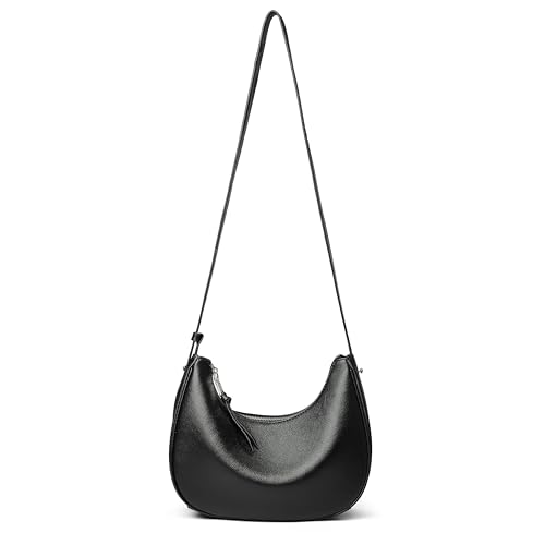 Image of DORIS & JACKY Leather Hobo Bag For Women Chic Crescent Shoulder Purse