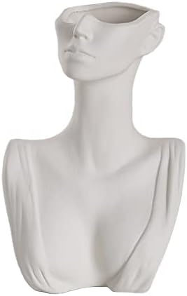 Pcscevcr Female Body Vases, Human Ceramic Flower Vase, Ladies Bust Head Shaped Statue Art Vase, Flower Pot Ornament for Flower Arrangement Home Decor