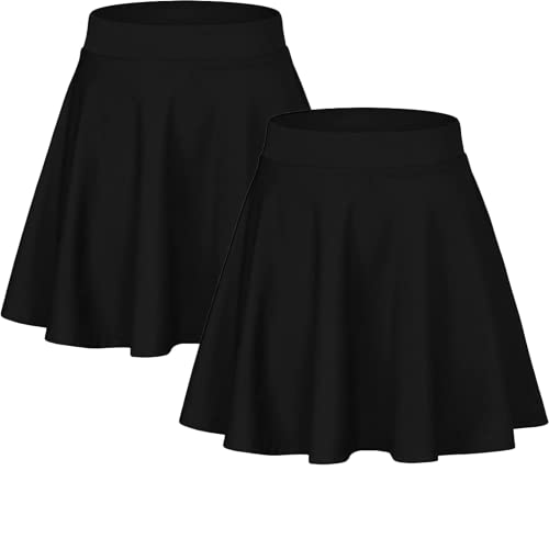 Sweet Hearts Women’s 2-Pack Basic Skater Skirt- Versatile Stretchy Mini Flared Skirt Made in USA3