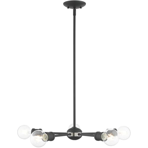 Image of Livex Lighting 46135-76 5 Light Scandinavian Gray Chandelier