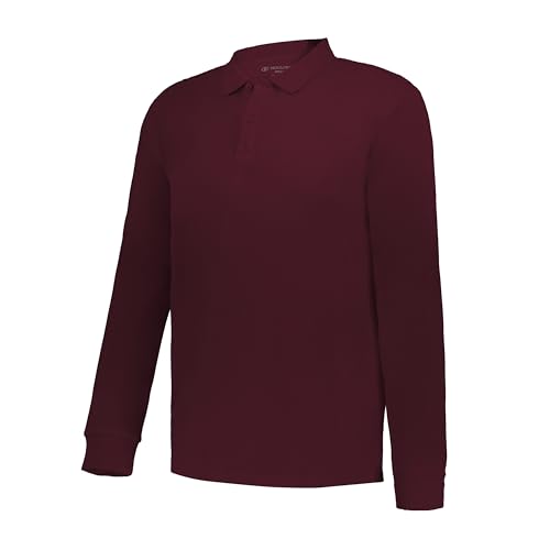 Polo masculino de manga larga Holloway, 100 % algodón piqué, cuello polo y botones miniatura 1