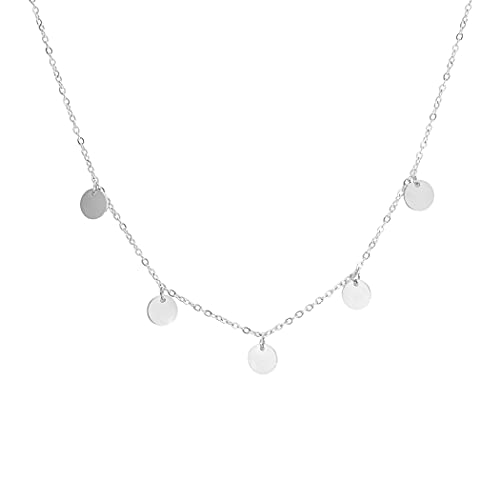 LUUK LIFESTYLE 20” Stainless Steel Necklace, 5 Coins, Fashion Accessory