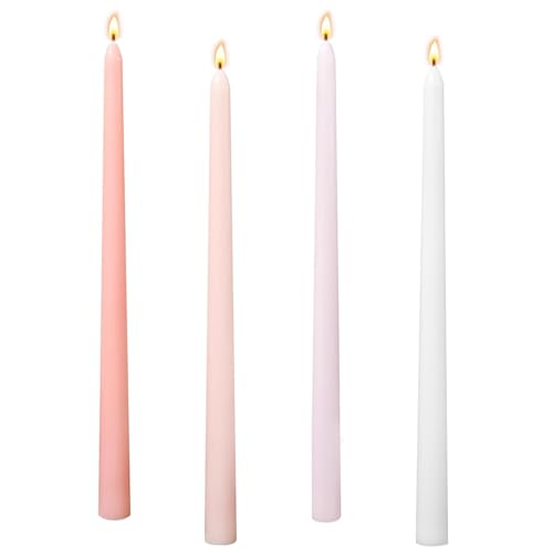4 Pcs Pink Candles Tapered Candles, 10 Inch Unscented Smokeless Long Taper Candle, Gradient Easter Candle Sticks for Easter Decorations Wedding Home Décor