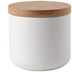 Food Storage Canister, Ceramic Kitchen Canisters with Airtight Seal Bamboo Lid, Food Storage Jar for Tea, Coffee Bean, Spice, Sugar 260ml/ 800ml/ 1000ml (260ml-8.2 x 8.3cm)