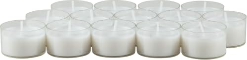 Image of Stonebriar Tea Light Candles - 6 to 7 Hour Burn Time, Unscented Long-Lasting Clear Cup Candles for Home Decor & Special Occasions, Pack of 24, White