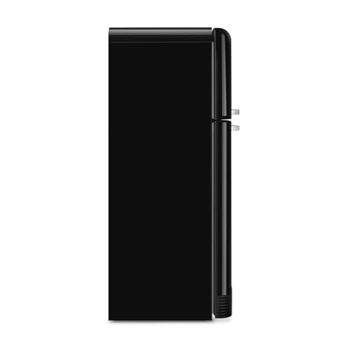 Image of Smeg FAB50 Retro Style Refrigerator - 19.28 cu. ft. Freestanding Fridge-Freezer, Dual Cooling, No-Frost, Adjustable Glass Shelves, Chrome Handle - Black - Made in Italy
