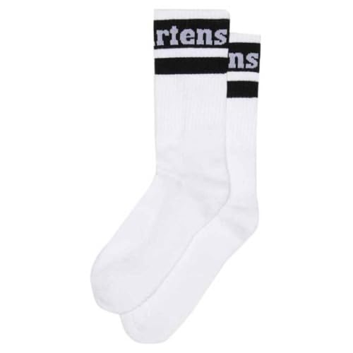 Dr. Martens Athletic Logo Cotton Blend Socks, White/Black, Small/Medium