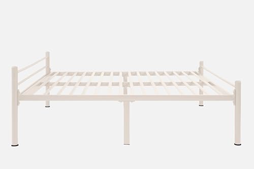 Image of Nivo Metal Queen Size Bed Without Storage | Wrought Iron Double Bed with Headboard & Footboard | Sturdy Powder Coated Platform Bed Queen Size Cot for BedroomLivingRoom Ivory (75x60)