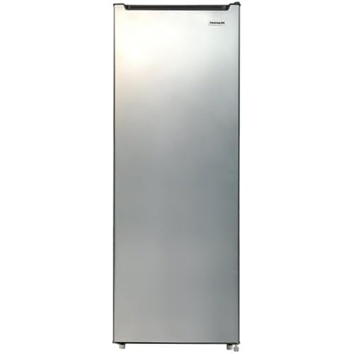 6.5 Cu. Ft. Upright Freezer with Adjustable Temperature, Space-Saving Design, and 6 Shelves – Platinum Silver - Stainless Steel Look