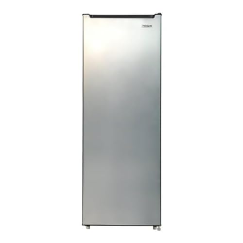 6.5 Cu. Ft. Upright Freezer with Adjustable Temperature, Space-Saving Design, and 6 Shelves – Platinum Silver - Stainless Steel Look